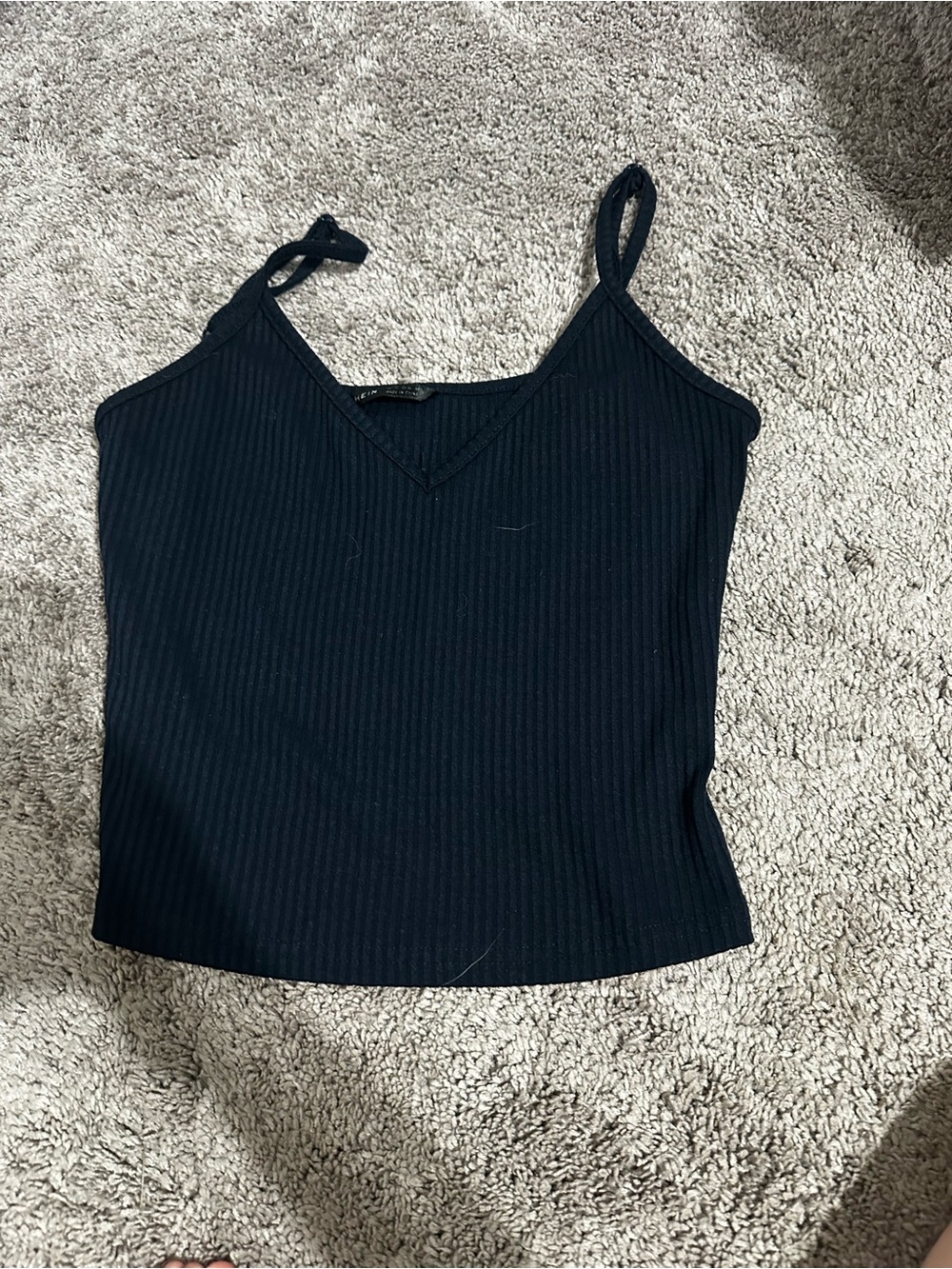 Blue Ribbed V-Neck Cami Tank Top